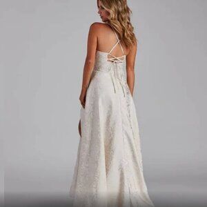 Windsor white/rose gold prom ball gown size 1/2